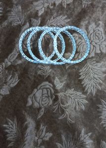 Silver and stone Bangles set of 4