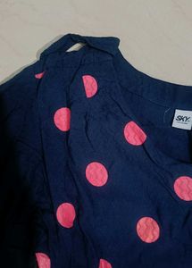 Navy Blue Polka Dot Top
