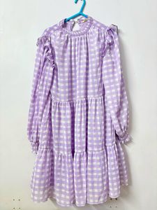Lavender Gingham Tiered Dress💜