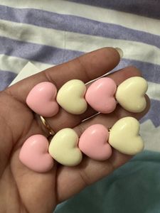 Pink & Cream Heart Hair Clips