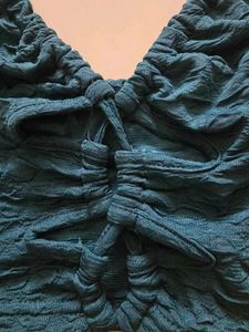 Crinkled Teal Halter Top