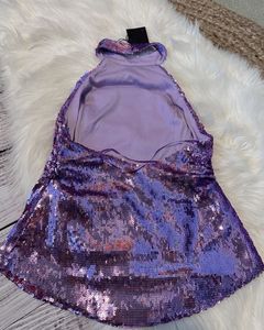 ZARA lilac sequin  Halter Top