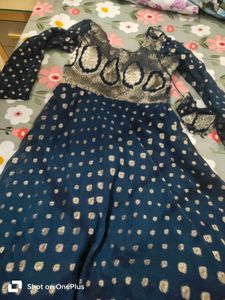Elegant Blue &amp; Silver Ethnic Gown