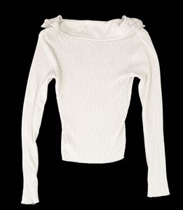 Ginger y2k Ribbed Collared Long Sleeve Top