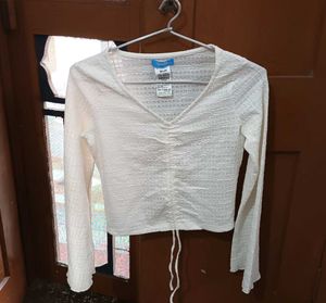 Vault White Ruched Crop Top