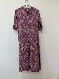Purple Floral Print Kurta