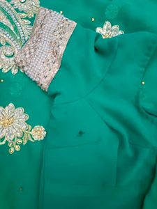 Emerald Green Embroidered Saree