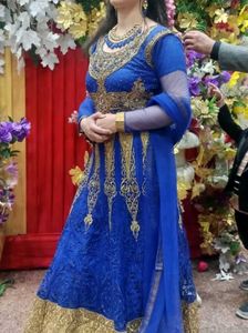 Blue & Gold Embellished Lehenga Choli