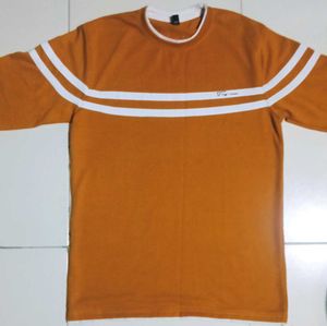 Orange Full Sleeves Tshirt with white stripes
