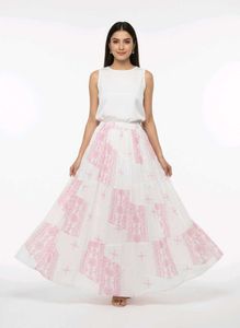 Pink & White Ethnic Long Skirt