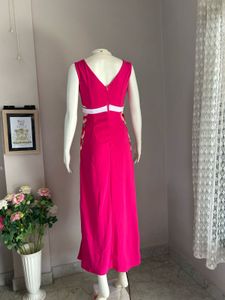 Stunning Magenta Maxi Dress with Floral Detail