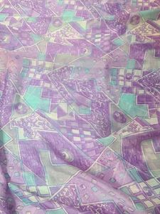 Purple Geometric Print Saree
