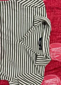 WESTSIDE Striped Polo Neck Top