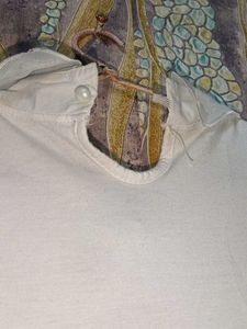 Embroidered Bird Collar White Top