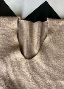 Beige Knit V-Neck Sweater