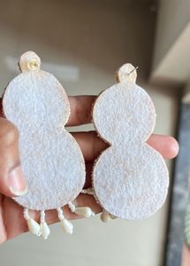 White Beaded Dangle Earrings