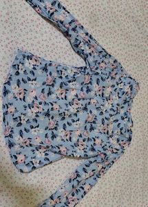 Blue Floral Button-Up Shirt