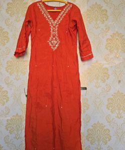 Embellished Orange Kurta set