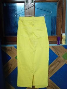 Yellow Denim Midi Skirt