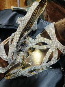 Sparkling Embellished Gold Sandals