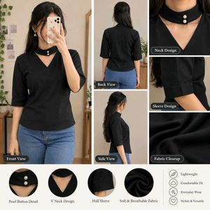 Stylish Black V-Neck Top