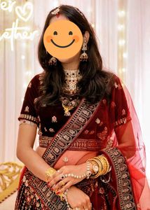 Red Maroon Bridal Engagement Wedding Lehenga Choli