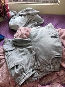 Gray Cargo Denim jorts