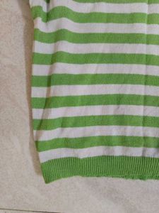 Green &amp; White Striped Polo Shirt