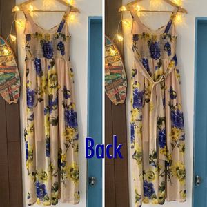 Floral Print Maxi Dress with Belt
