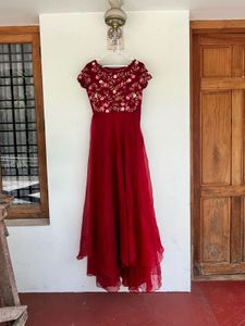Elegant Red Embroidered Ethnic Gown