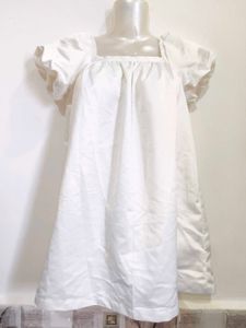 White Puff Sleeve Dress for Girls 8-9 years