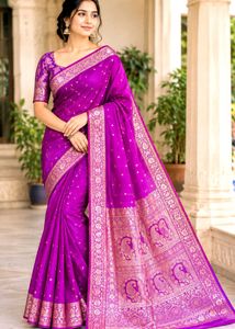 1new silk  purple saree and 2bliouse