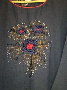 Elegant Navy Blue Embellished Kurta