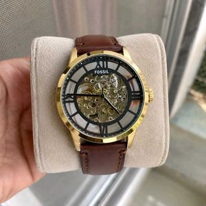 Fossil Automatic Watch - Gold Case Brown Leather