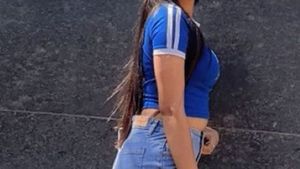 Trendy Blue Brazil Graphic Crop Top
