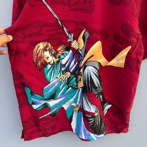 Unique Samurai Print Button-Up Shirt