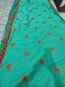 Beautiful Teal Embroidered Saree