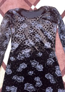 Floral Velvet Long Sleeve Dress