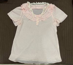 Cute Pink Lace Trim Top