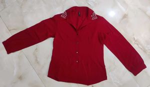 Dark Red party-wear shirt