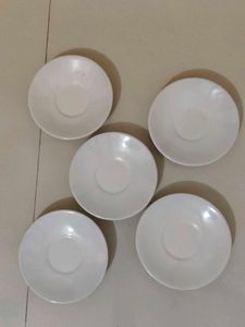 Set of 5 White Saucers