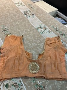 Designer Peach Blouse with Gota Patti