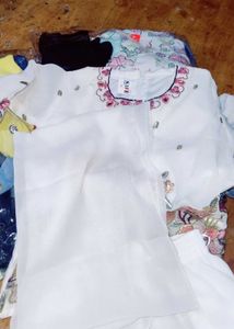 Girls' White Kurta Set