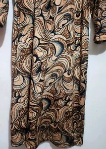 Brown Printed Winter Kurta For Girl Or Woman