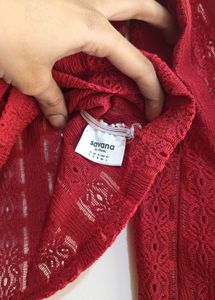 Chic Red Long Sleeve Top