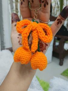 Handmade Crochet Rose Keychain
