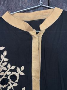 Elegant Black Kurta with Golden Embroidery