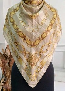 Elegant Silk Scarf with Chain Motif