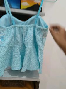 Cute Light Blue Peplum Top