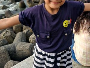 Striped Skirt with Smiley Top
